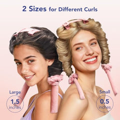 LitBear-2-sizes-rollers-closeup highlights large and small rods for versatile curls.
