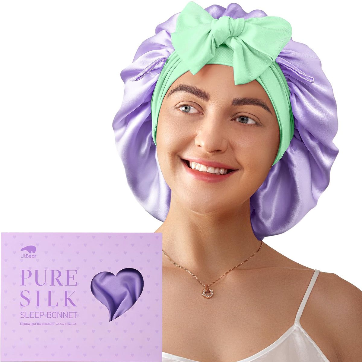 LitBear mulberry silk bonnet packaging box, ideal for gifting and everyday care
