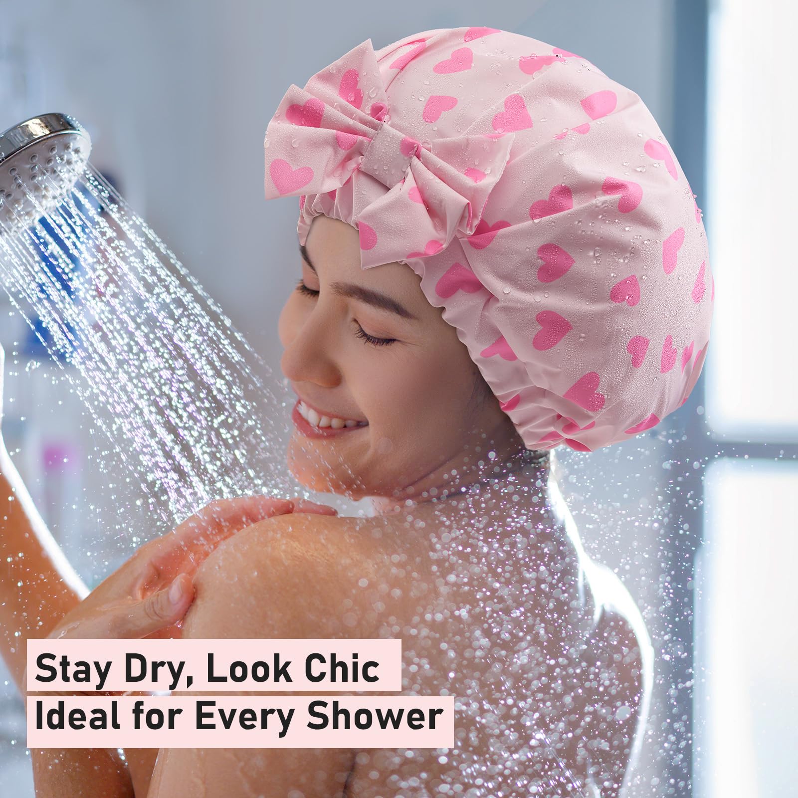 LitBear pink heart design adds style to everyday shower routines.
