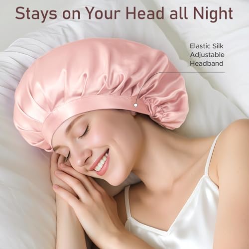 LitBear silk bonnet breathable-design keeps you cool for dry, comfortable sleep.