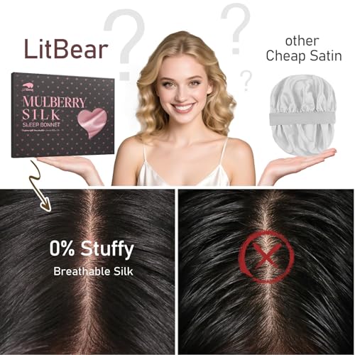 LitBear silk bonnet friction-reduction protects curls and reduces breakage while sleeping.