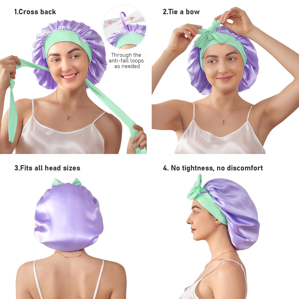 LitBear silk bonnet in bed usage highlighting protection during sleep