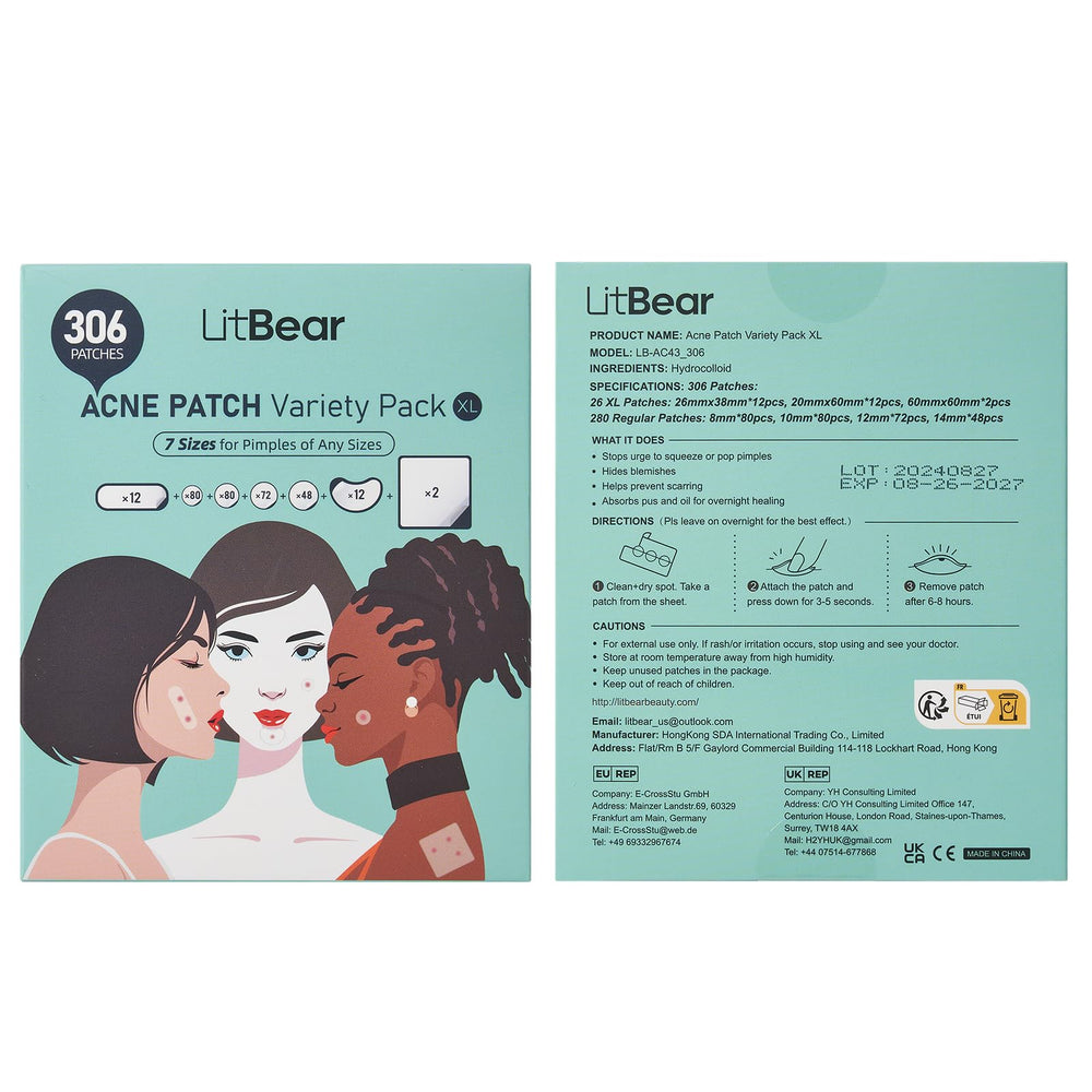 LitBear skin-surface closeup-patch demonstrates discreet, hydrocolloid protection on skin.