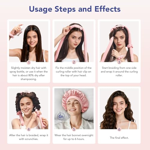 LitBear-spray-bottle-included shows prep step for damp hair before curling.