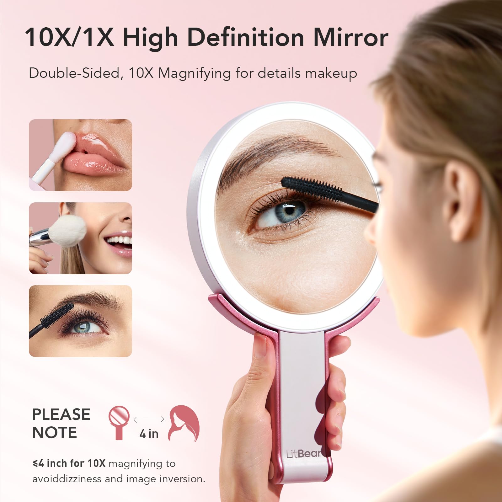 LitBear Travel Mirror 1X overview view for everyday makeup