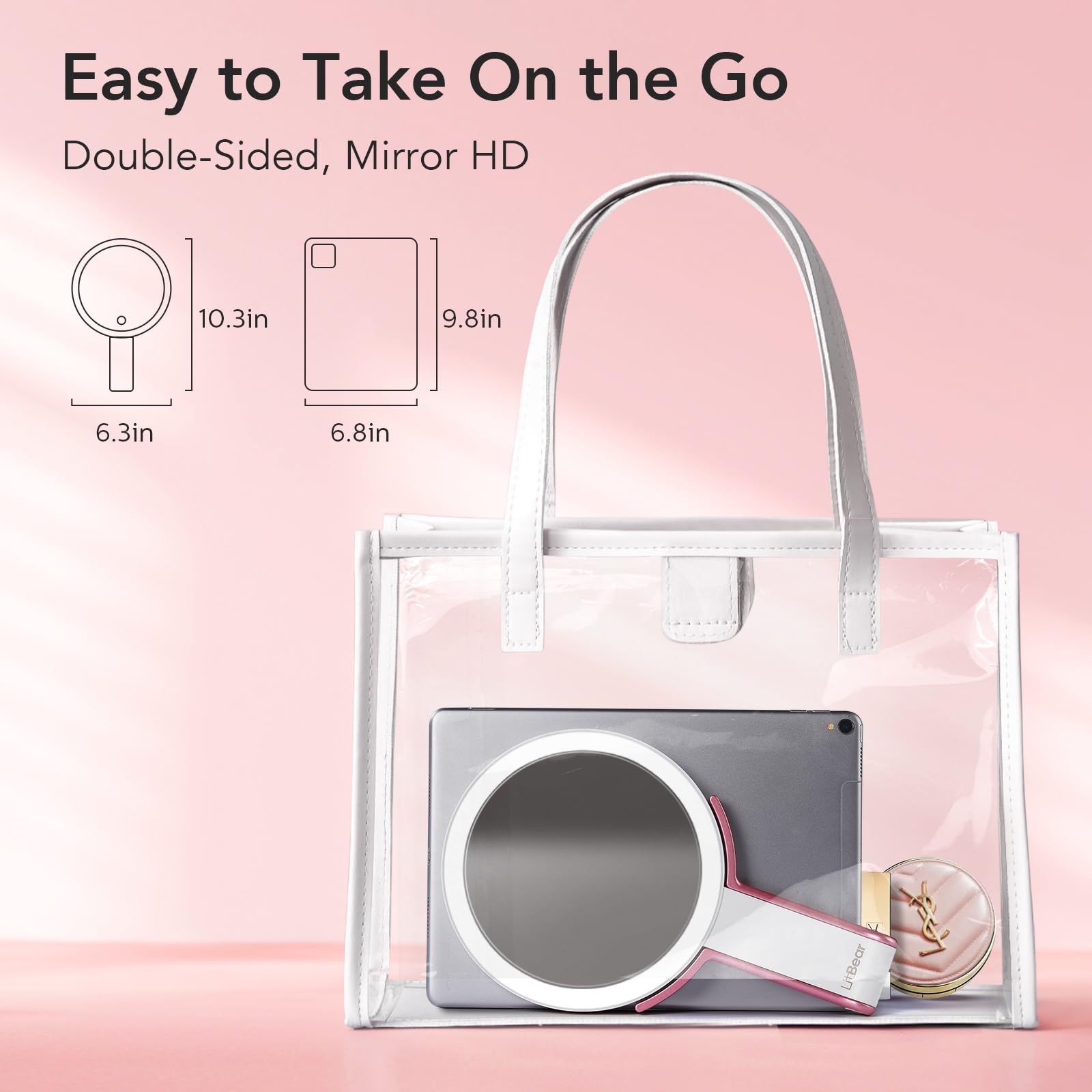LitBear rechargeable mirror with USB-C for charging on the go