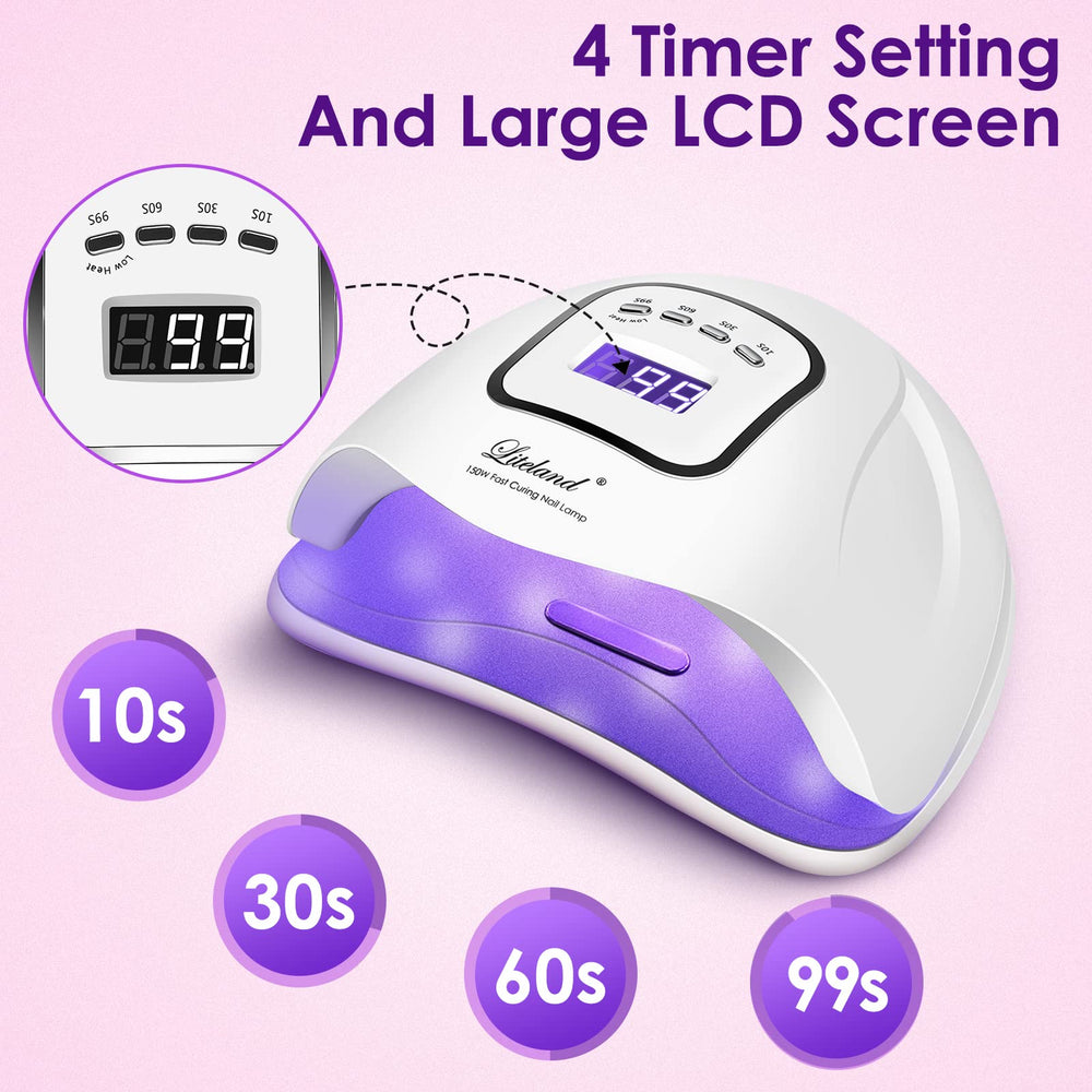 Liteland UV nail lamp digital timer display for precise curing control.