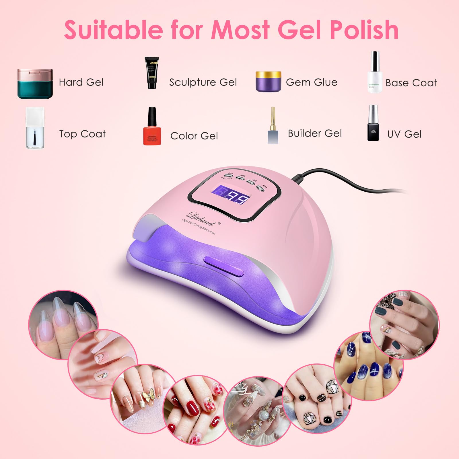 Liteland UV nail lamp four timers let you tailor each layer's cure.