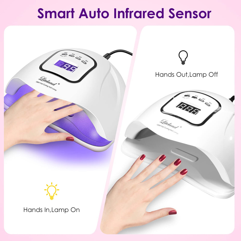 Liteland UV nail lamp hand-therapy setup demonstrates spacious curing area for nails.