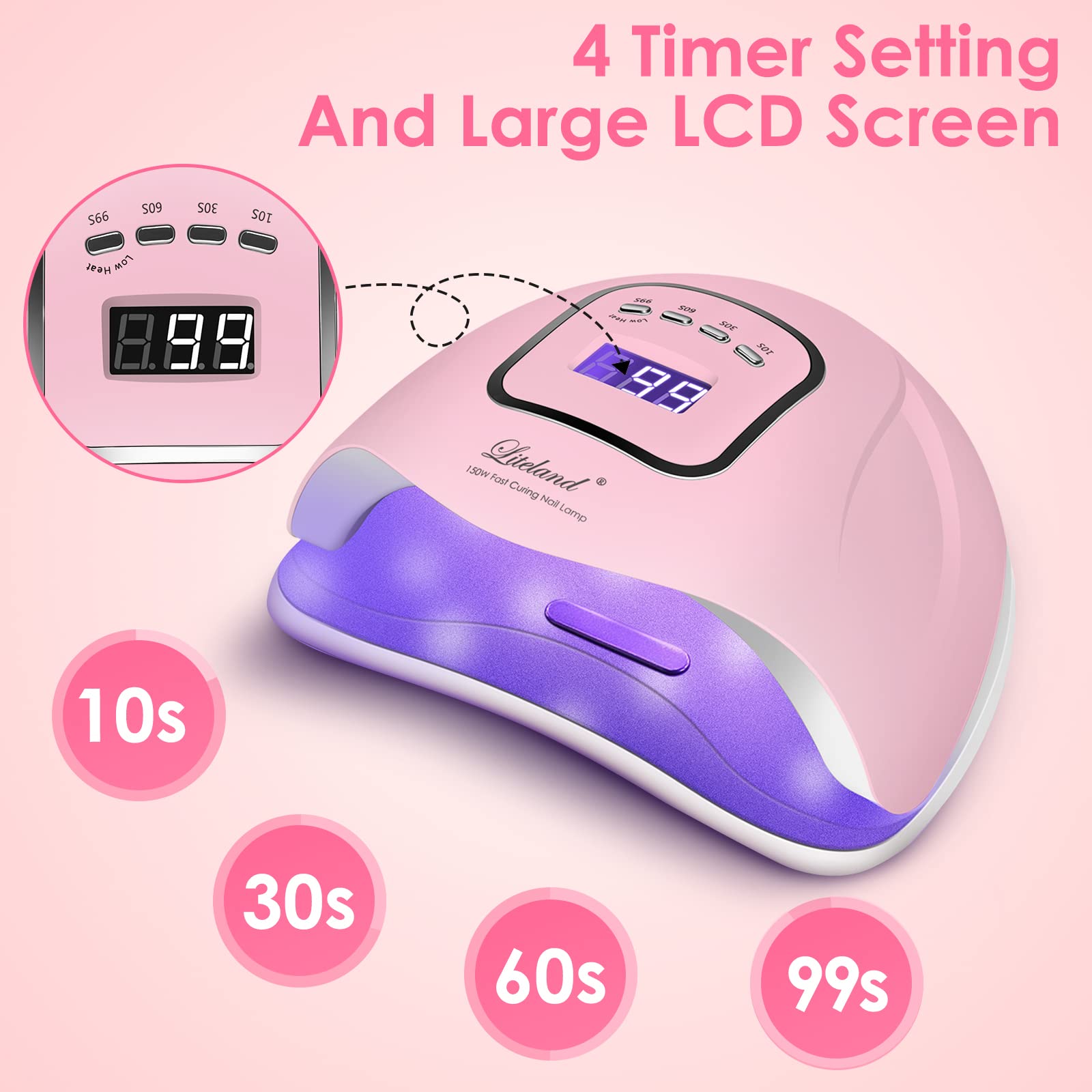 Liteland UV nail lamp interior cavity demonstrates spacious area for two hands.