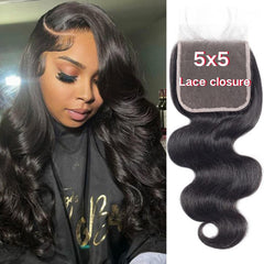 Little Fairy 5x5 HD lace closure closeup shows full density for natural blending.