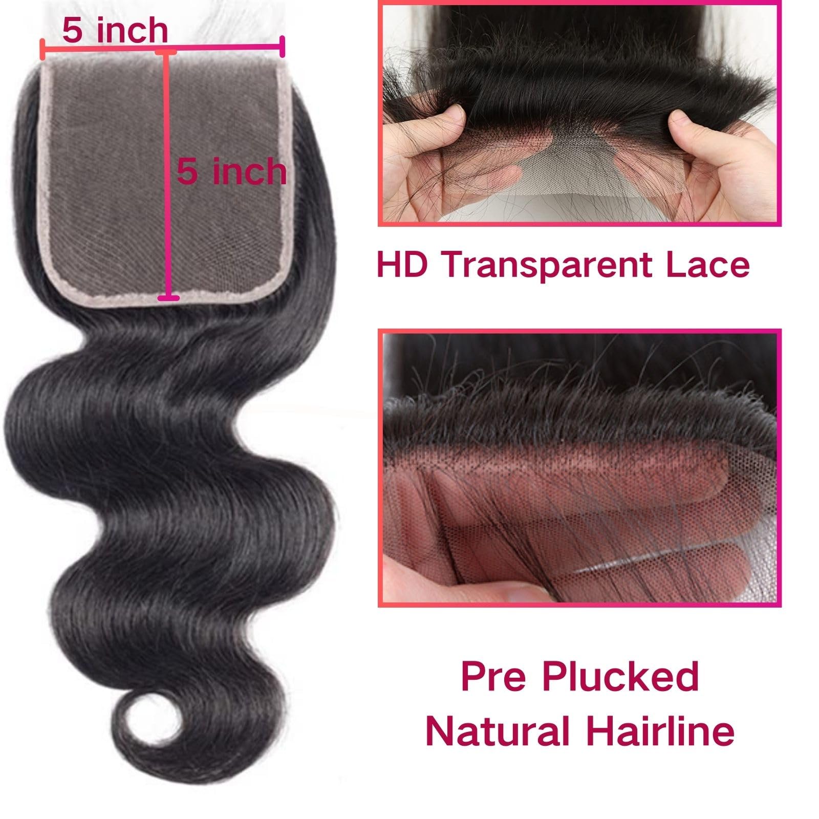 Little Fairy body wave closure texture highlights soft, bouncy waves for daily wear