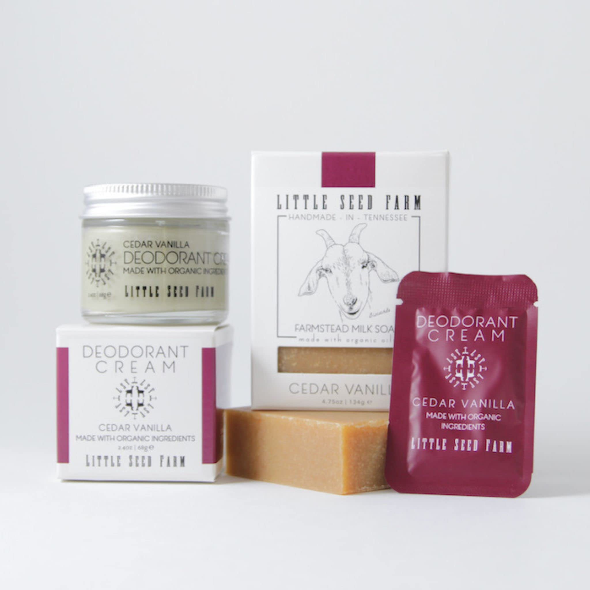 Little Seed Farm cruelty-free logo close-up signals ethical, cruelty-free production.