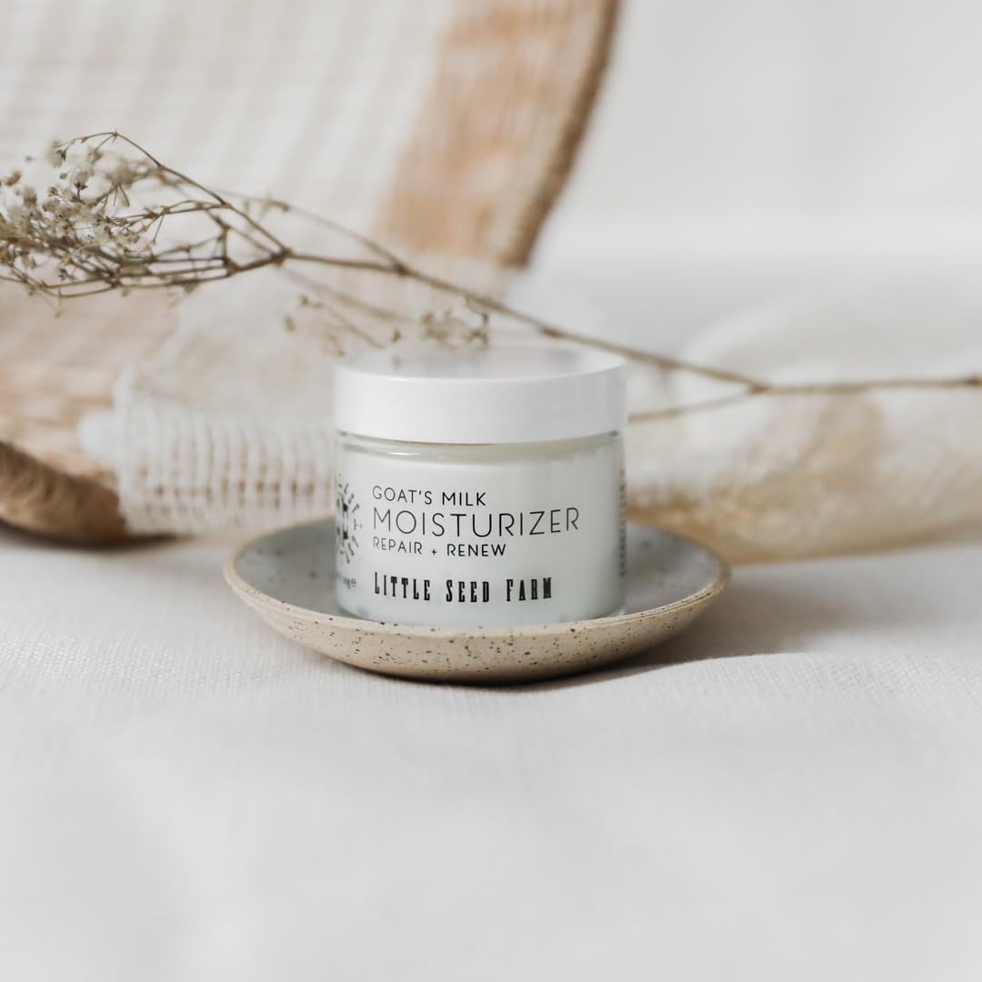 Little Seed Farm Goat's Milk Face Moisturizer cap close-up for easy application.