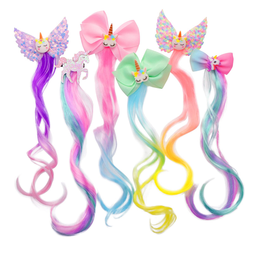 Little World unicorn bow clip with gradient colors adds playful ponytails for daily outfits.