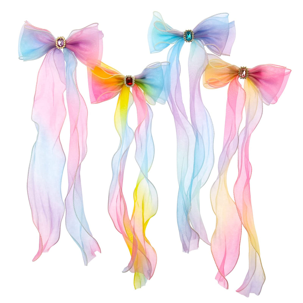 Little World lazo clip pelo set 4: lazos brillantes para peinados diarios