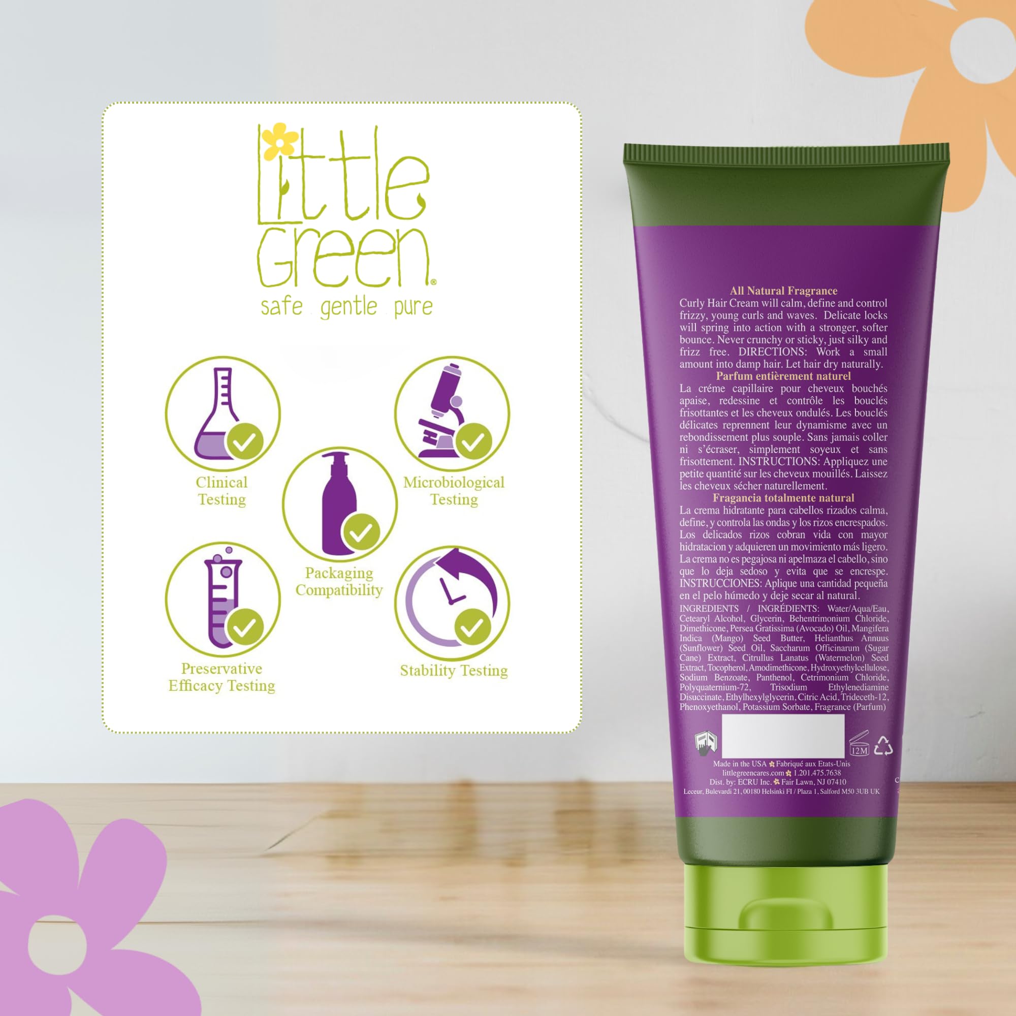 Little Green Kids Curly Hair Cream aloe and oat extract soothe skin and scalp