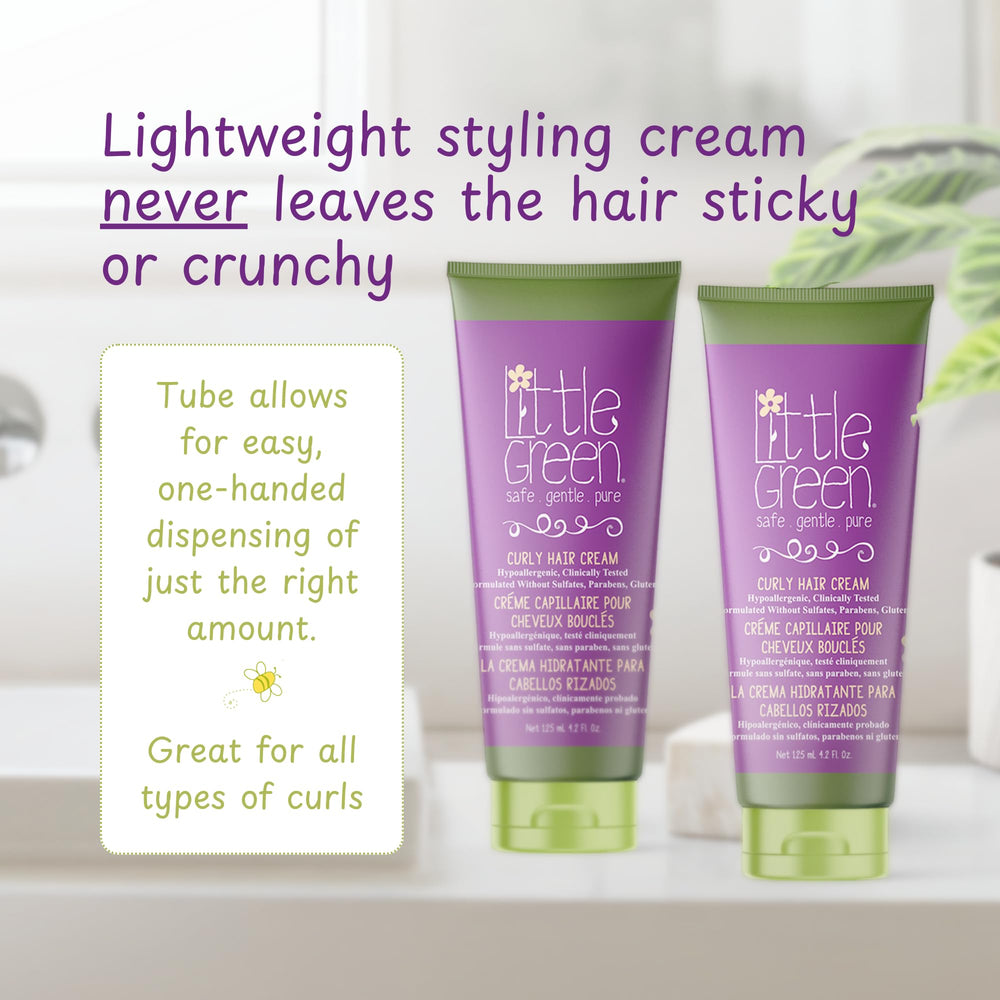 Little Green Kids Curly Hair Cream on hair defines waves with light texture