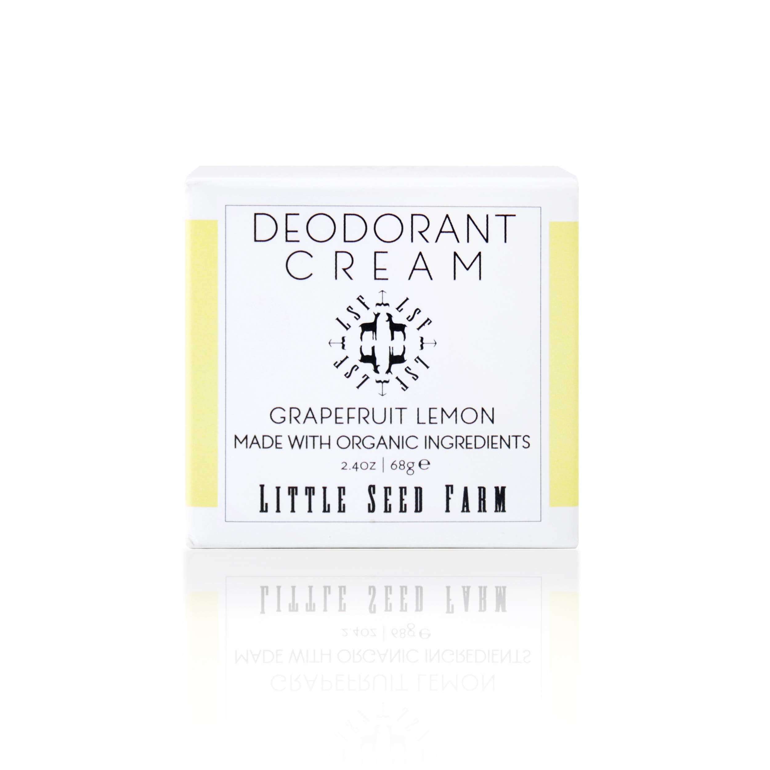 Little Seed Farm grapefruit lemon deodorant jar shows aluminum-free formula for sensitive skin