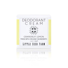 Little Seed Farm grapefruit lemon deodorant jar shows aluminum-free formula for sensitive skin