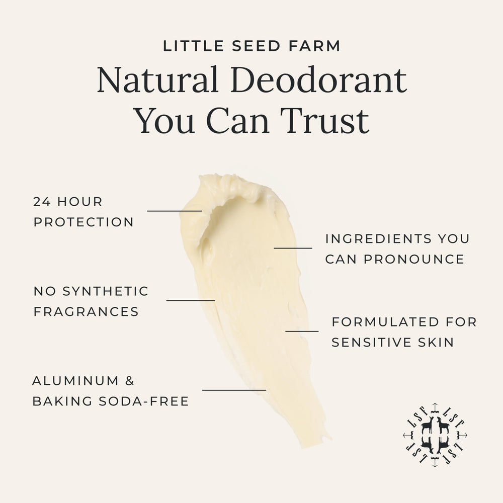 Little Seed Farm deodorant cream texture close-up reveals silky paste for easy glide
