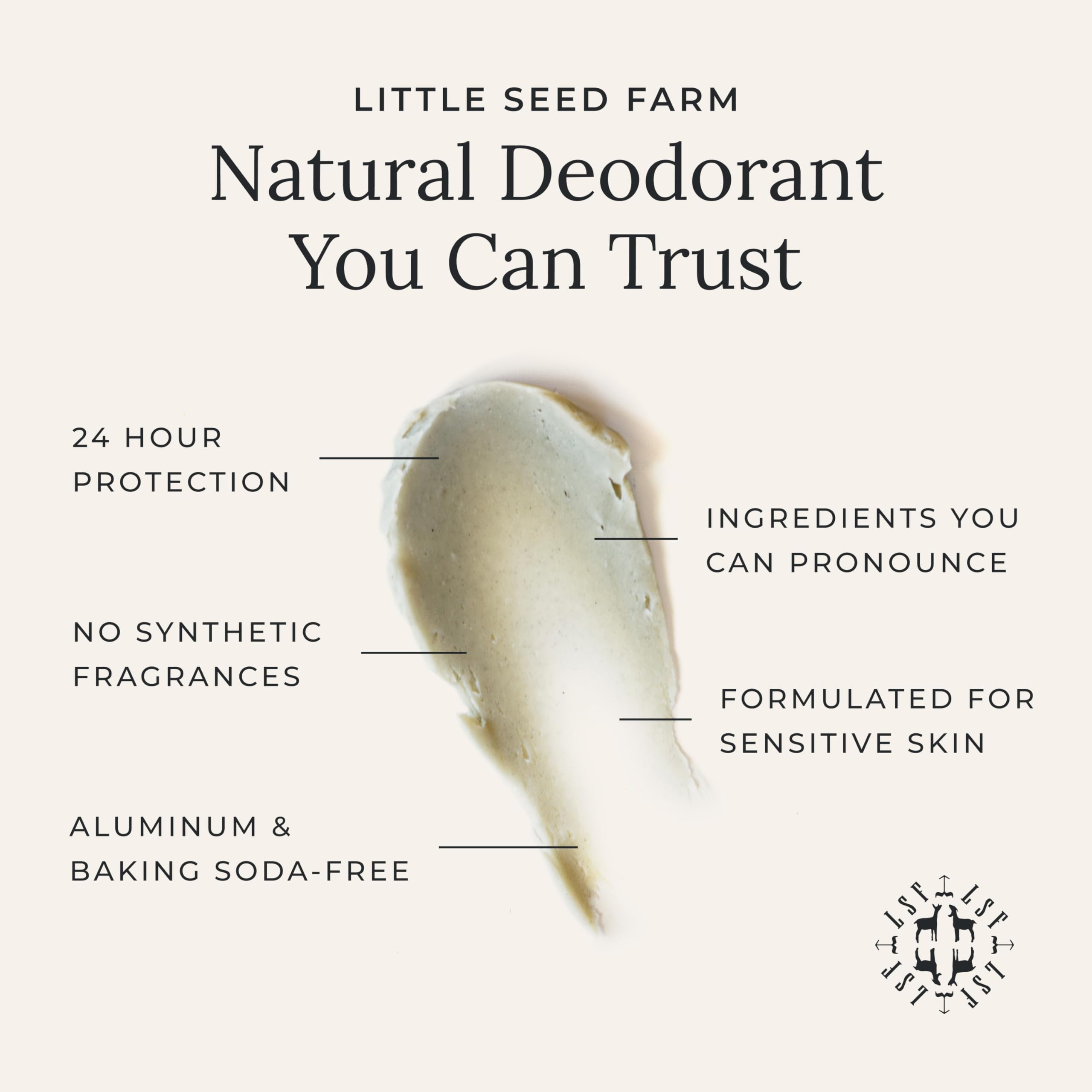 Little Seed Farm deodorant cream texture close-up highlighting silky glide.