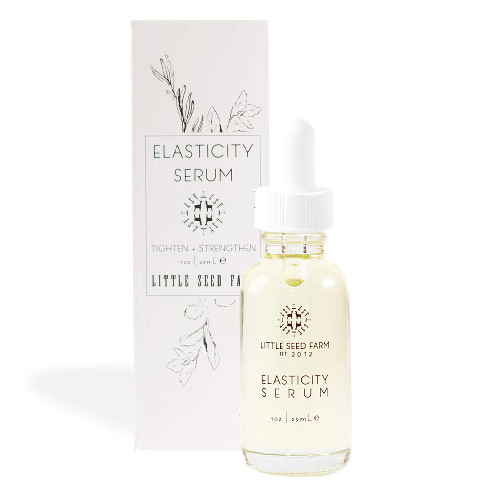 Little Seed Farm Elasticity Serum bottle emphasizing skin toning and hydration.
