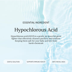 Littley toddler hands application shows gentle HOCl cleansing for sensitive skin.