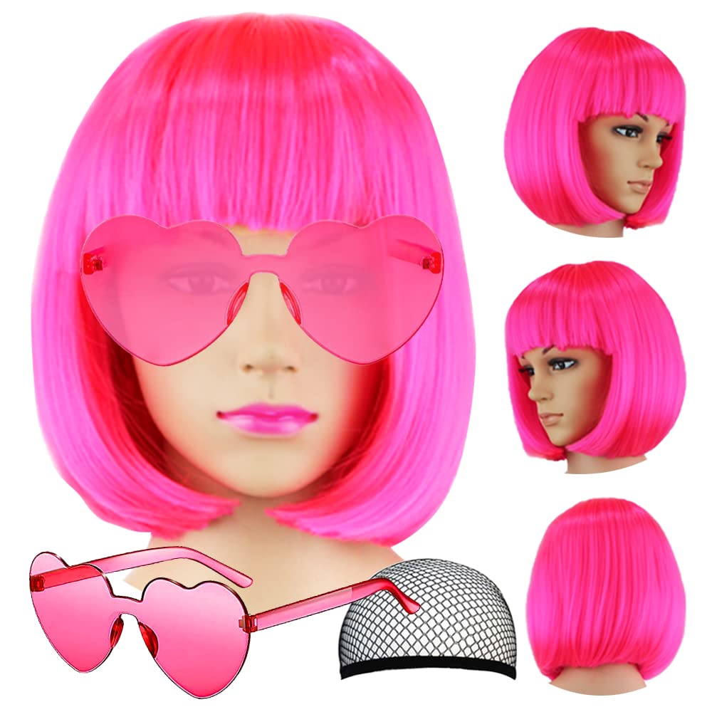 LIULIUBTY short bob wig with straight flat bangs for vivid cosplay or daily wear.