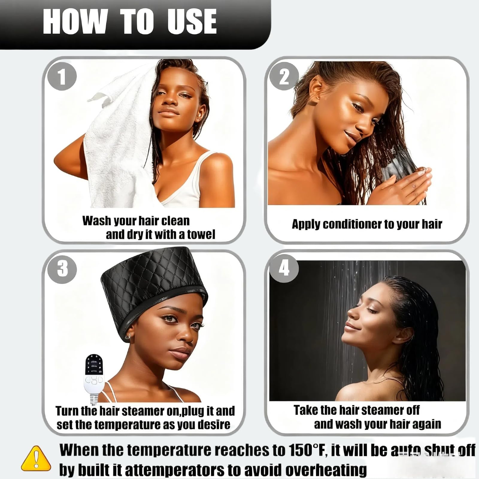 liuweihui hair steamer heats up quickly to 65°C for fast at-home treatments.