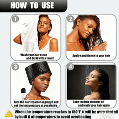 liuweihui hair steamer heats up quickly to 65°C for fast at-home treatments.