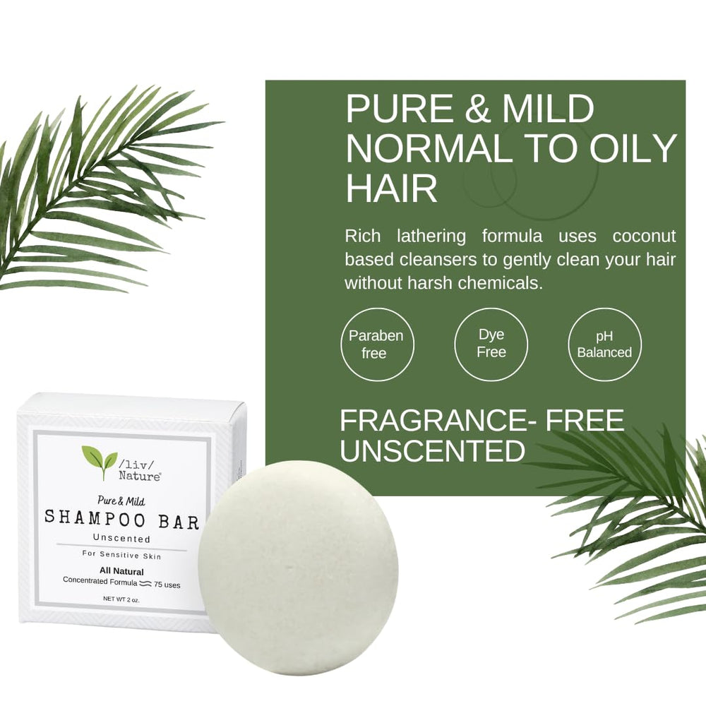 liv Nature fragrance-free shampoo bar PFAS-free formula supports gentle cleansing