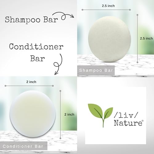 liv Nature Made in USA badge with shampoo bar and conditioner set showcase.