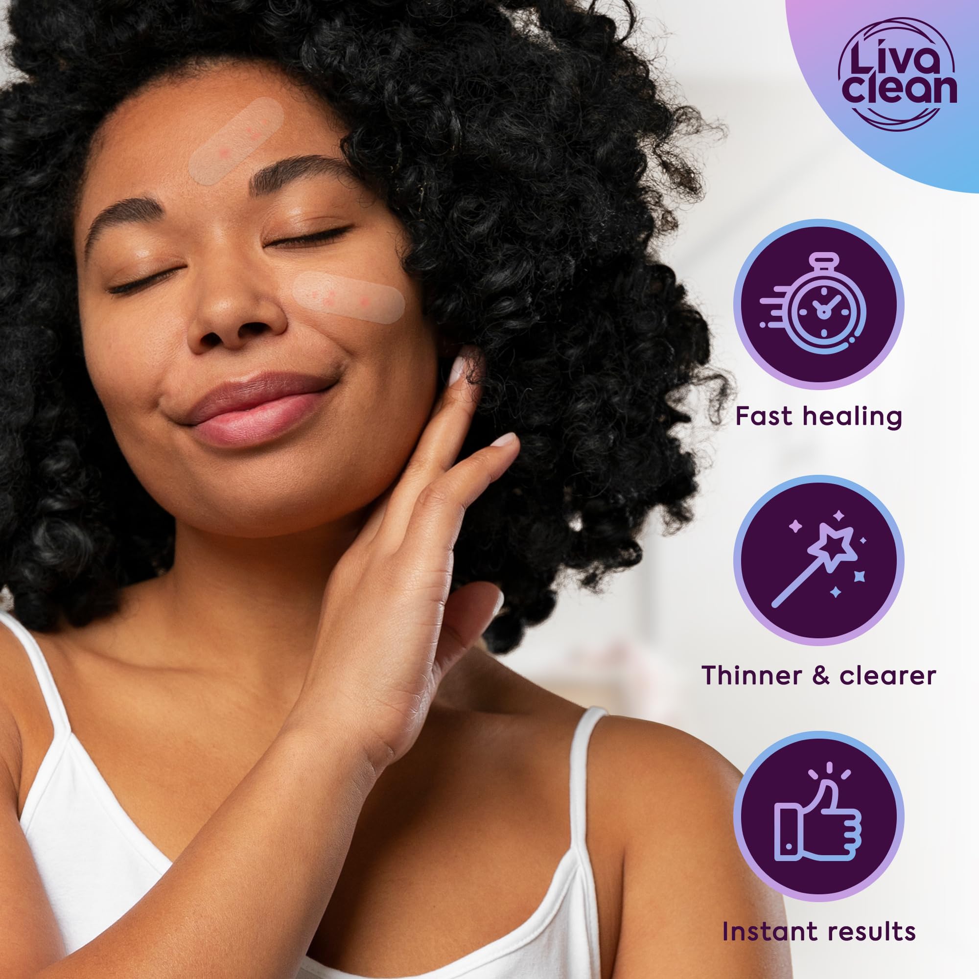 LivaClean patch on oily skin; strong adhesion for extended wear