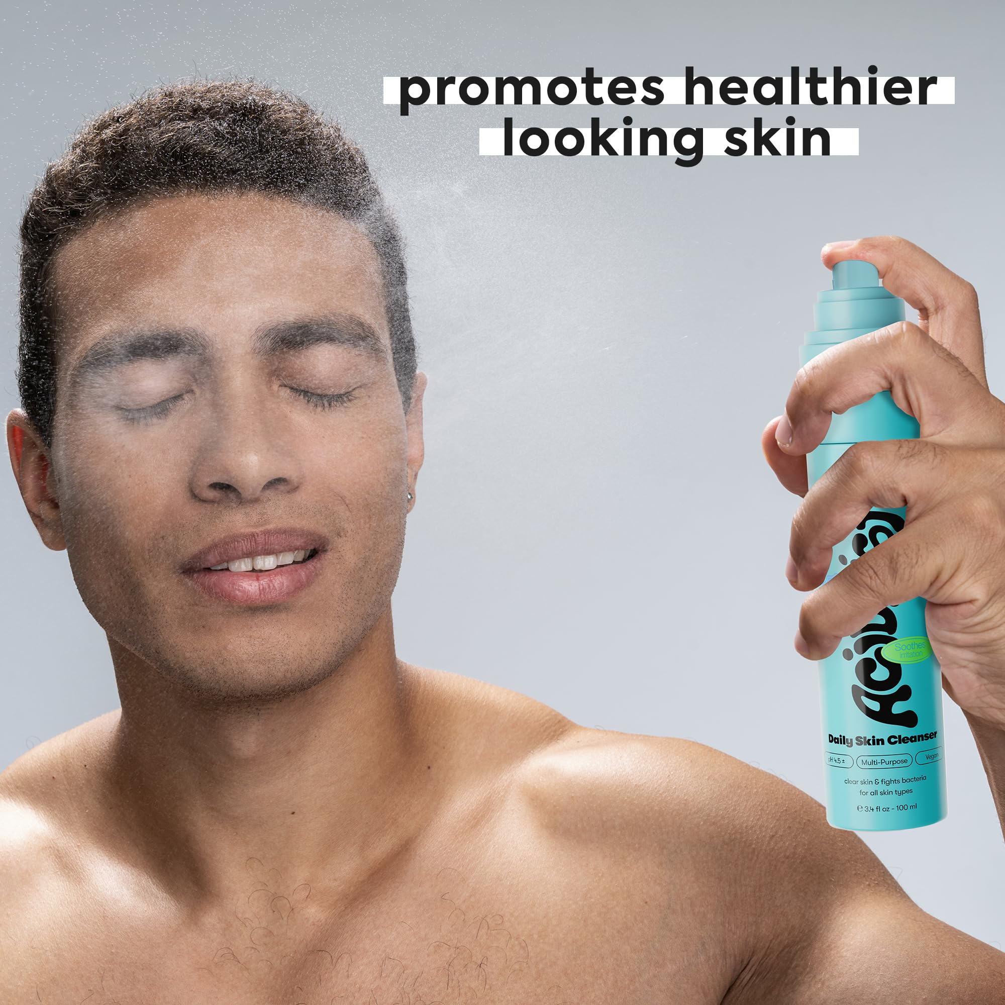 LivaClean fine mist nozzle in action provides even coverage on cheeks