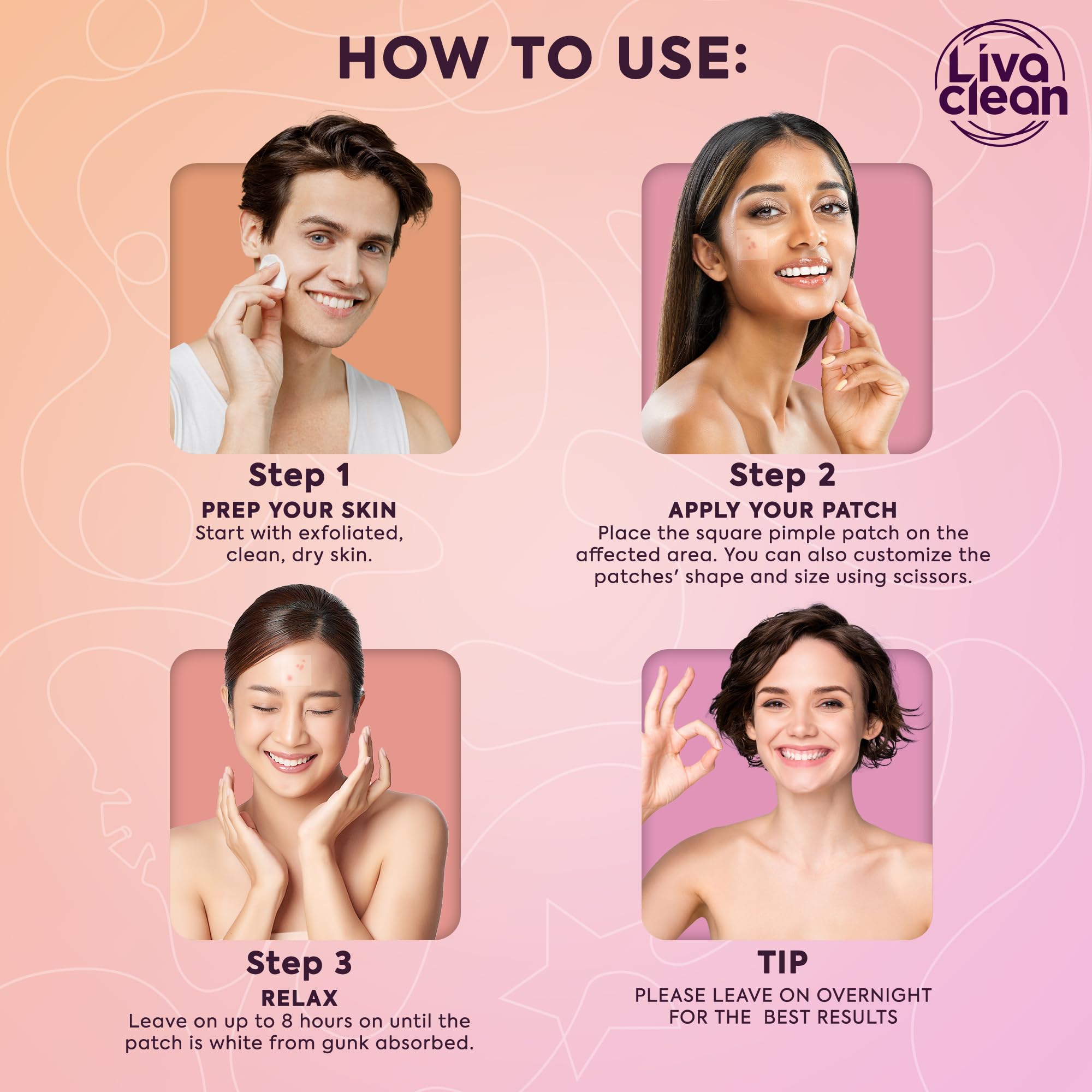 LivaClean XL patch on chin area helps manage oil and moisture overnight