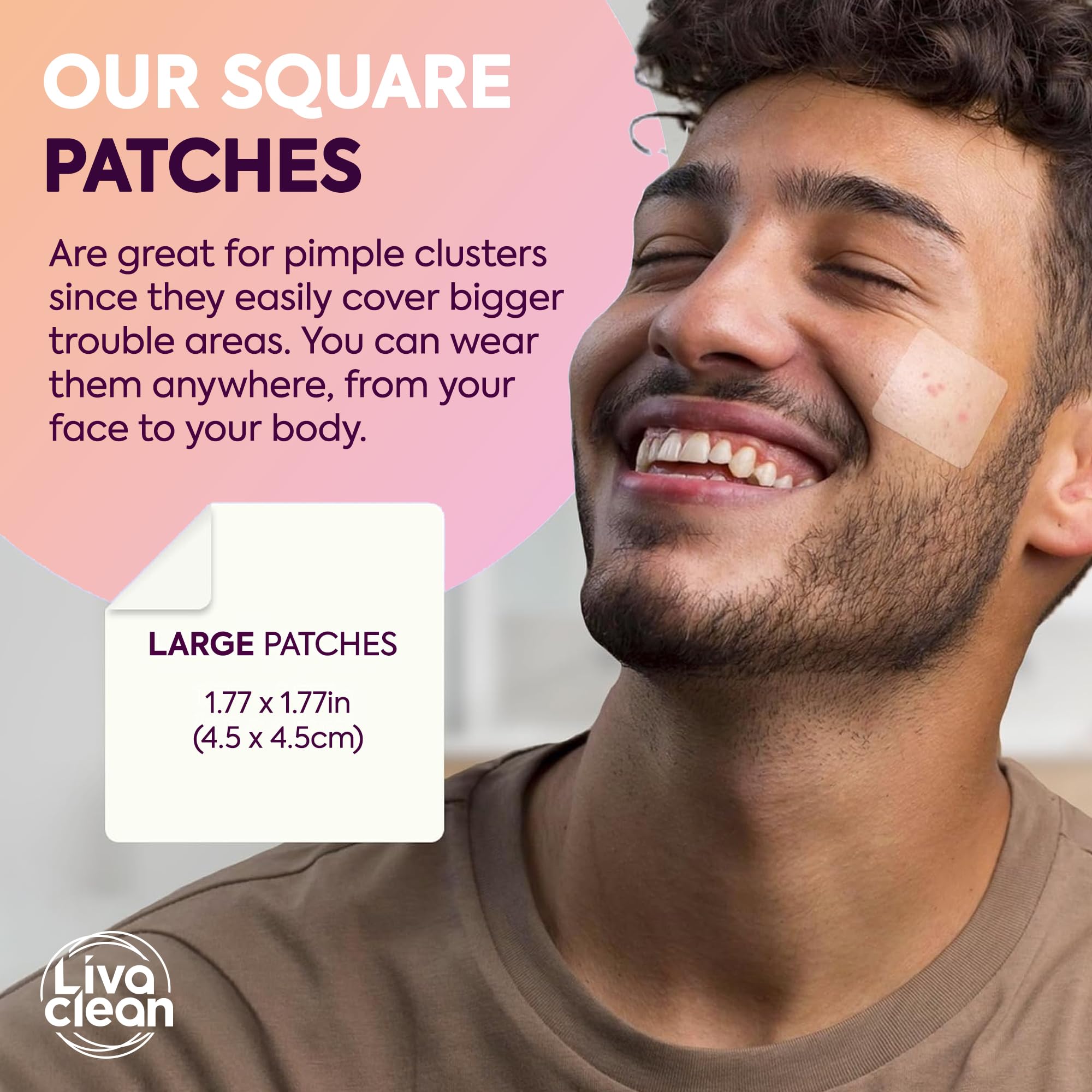 LivaClean XL patch covers a large facial area for multi spot blemishes