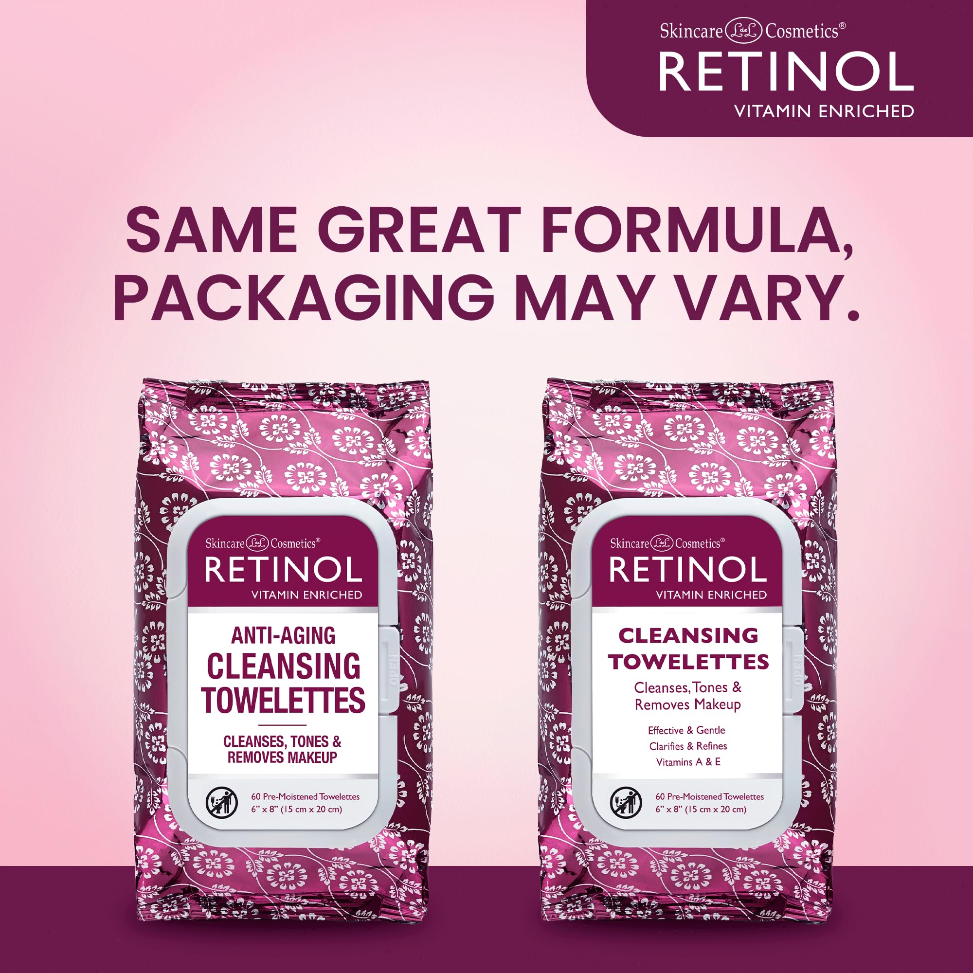 LIVAURA retinol cleansing towelettes in hand for quick makeup removal and hydration