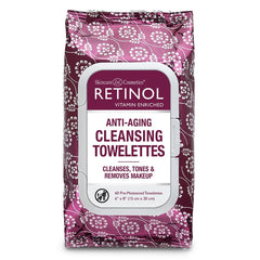 LIVAURA retinol cleansing towelettes packaging for travel-ready cleansing