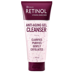 LIVAURA Retinol Gel Cleanser bottle cleanses pores and removes makeup.