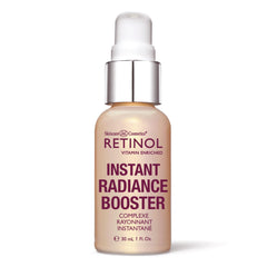 LIVAURA Retinol Instant Radiance Booster bottle shows sleek packaging and instant glow potential.
