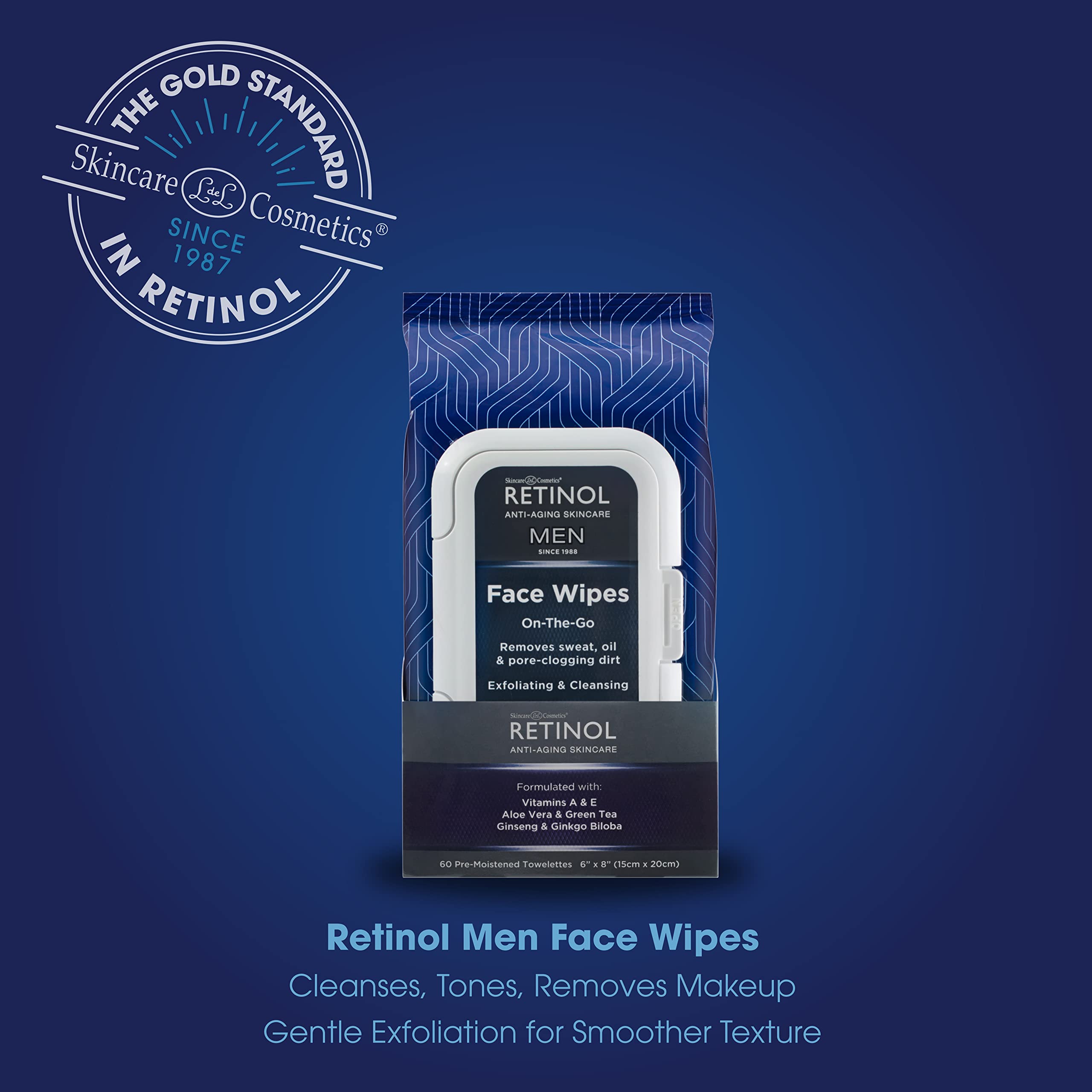 LIVAURA Retinol Men wipe with micellar water lifting impurities for quick daily cleansing