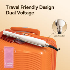 LivChic pencil flat iron in hand for accurate pixie cuts.