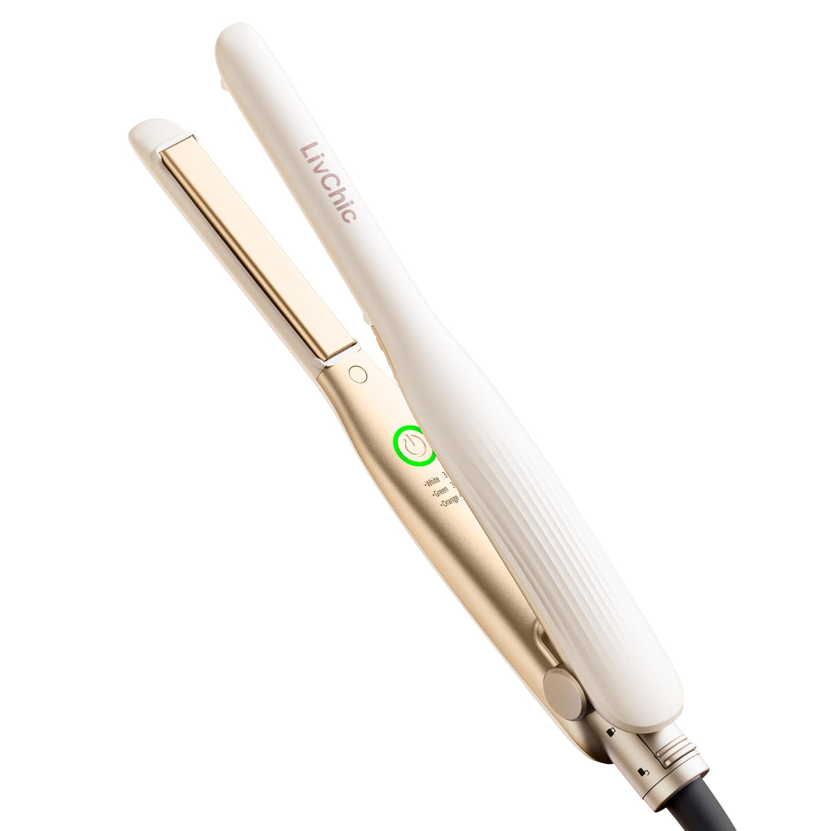 LivChic small flat iron close-up tip for precise edge styling.