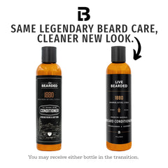 Live Bearded 1880-scent bottle shot highlighting refreshing bourbon citrus fragrance for daily beard care.