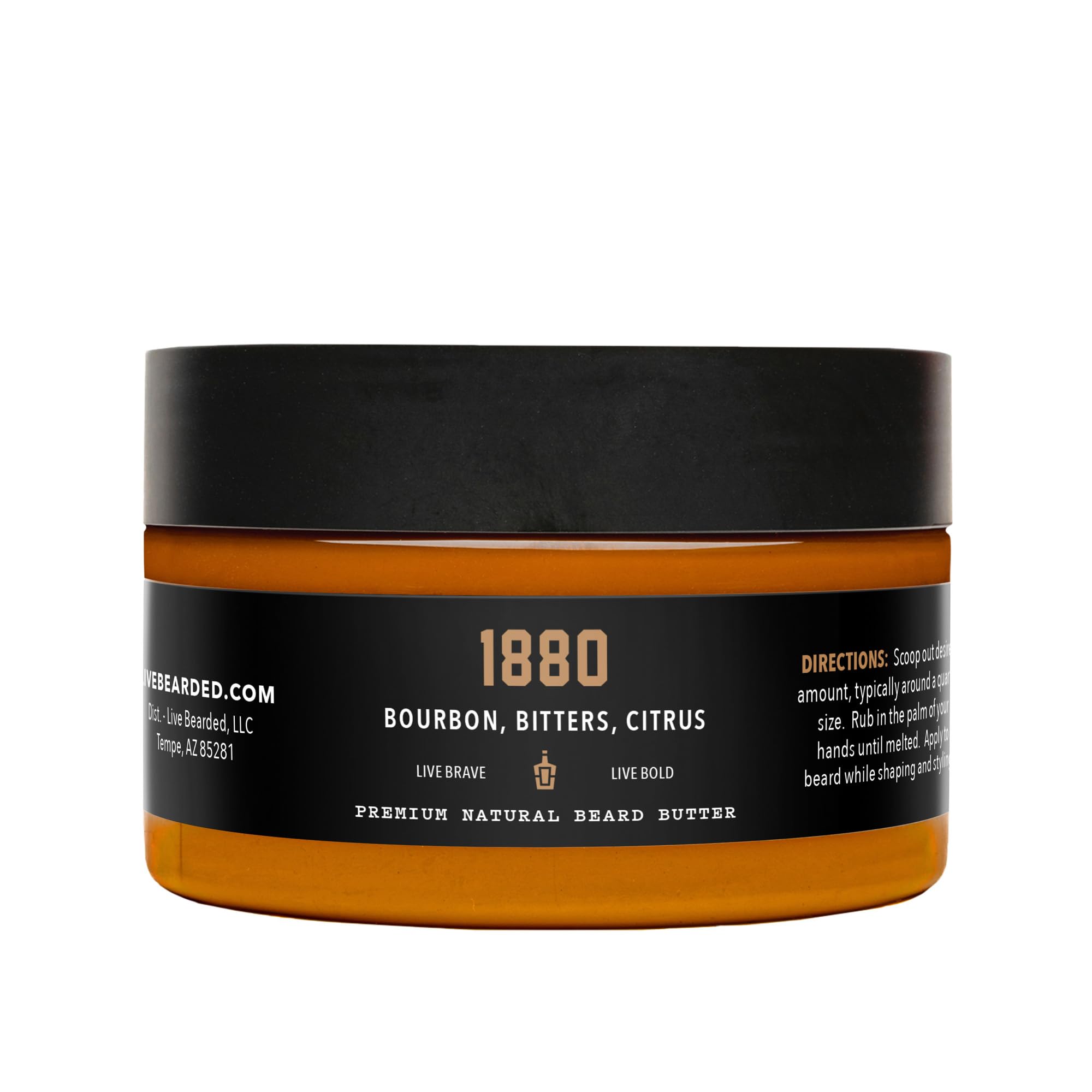 Live Bearded beard butter jar close-up highlighting conditioning moisture for daily beard care.
