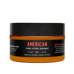 Live Bearded beard butter jar front shows all-natural formula for softer beards