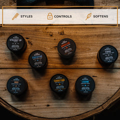 Live Bearded beard butter jar side view highlighting packaging and texture.