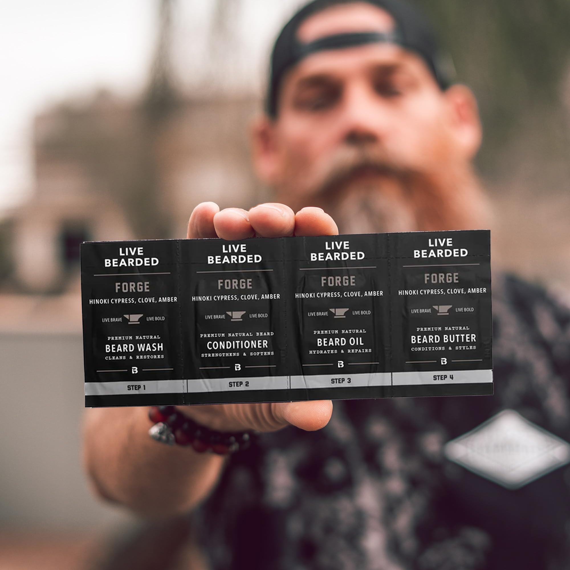 Live Bearded beard butter tub conveys conditioning cream for softer, manageable facial hair.