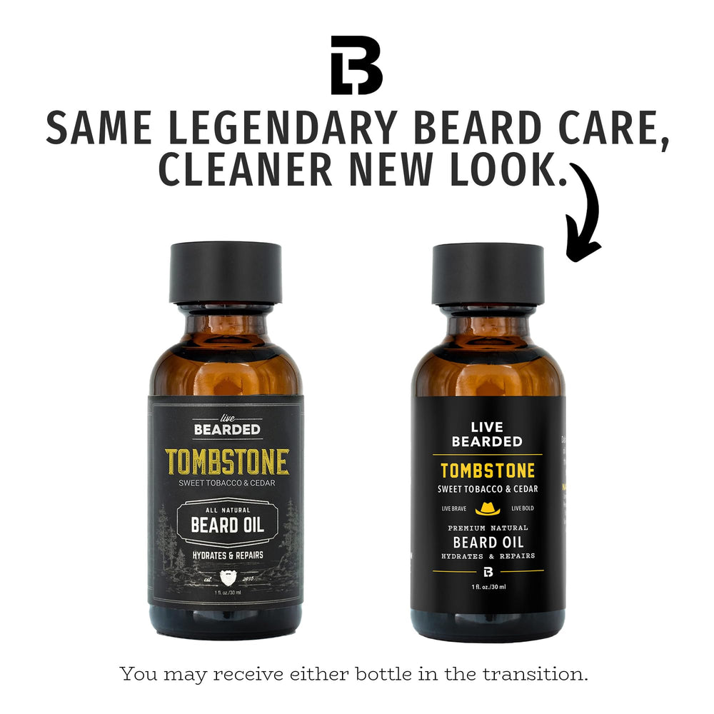 Live Bearded Tombstone bottle pour showing quick absorption for hydrated skin and itch relief